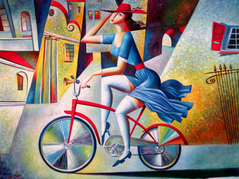 Bicycling, A Cubism Study