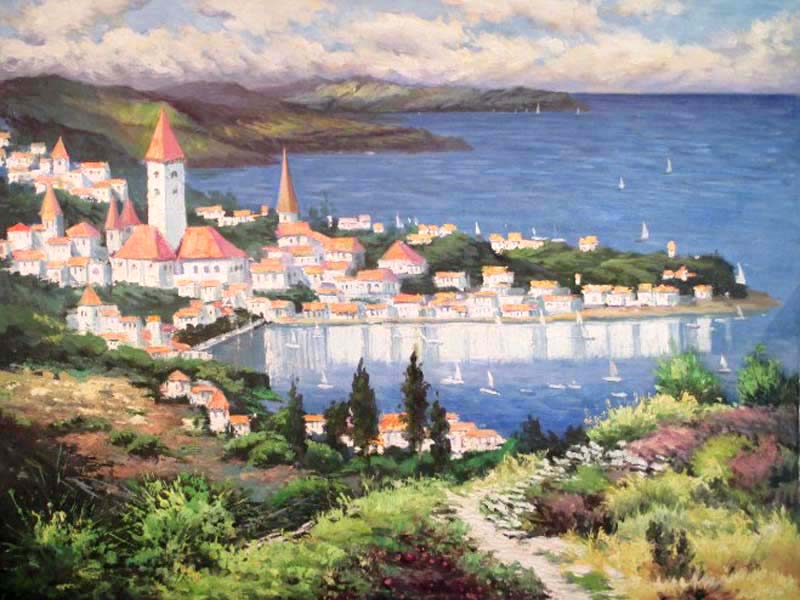 View the ship quay from the hill, by Jean Bean