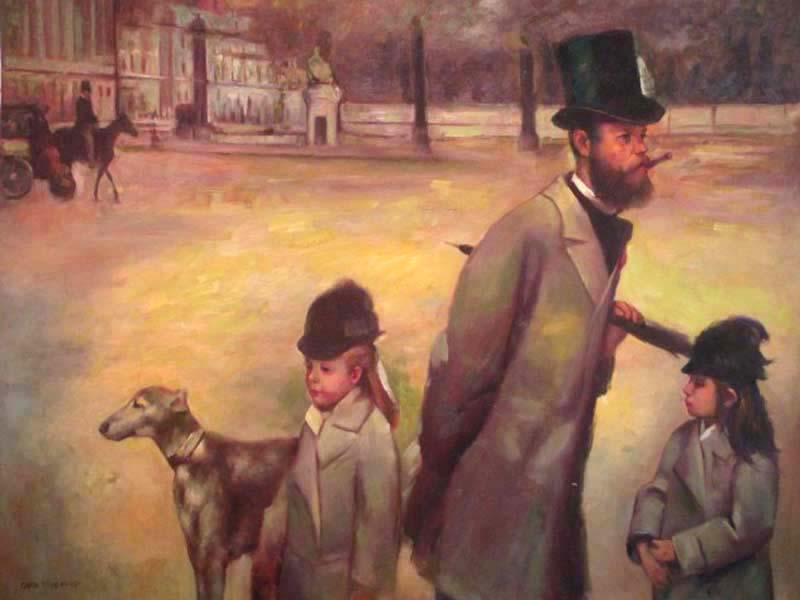 Studying an Old Painting