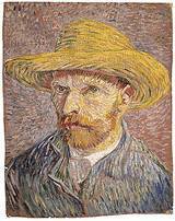 Self-portrait-with-a-Straw-Hat by Van Gogh