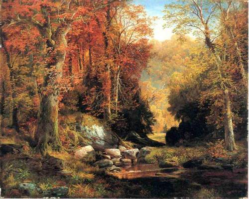 Thomas Moran Cresheim Glen Wissahickon Autumn 1864 48x36 inches