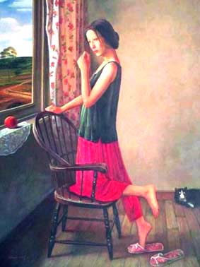 Girl looking out window,  by  Zhouwei 