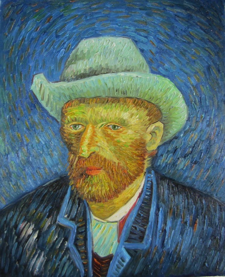 Self-Portrait with a Straw Hat after Van Gogh by Zhao Xiao
