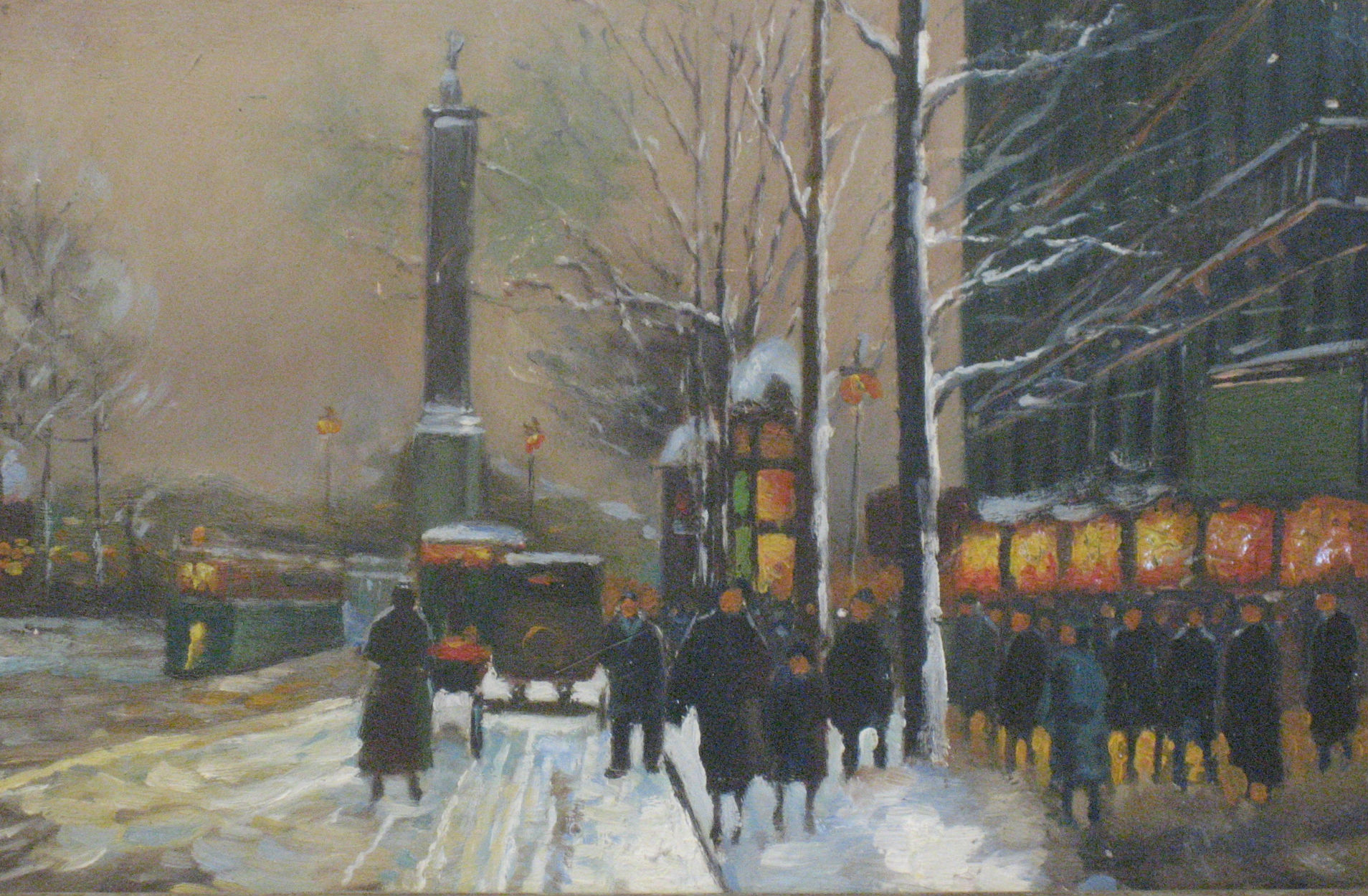 The evening in the winter,7x5 inches