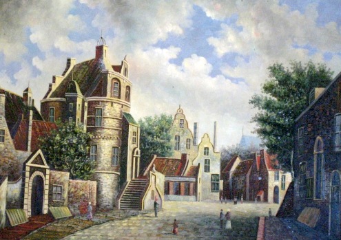 The Town,16x12 inches