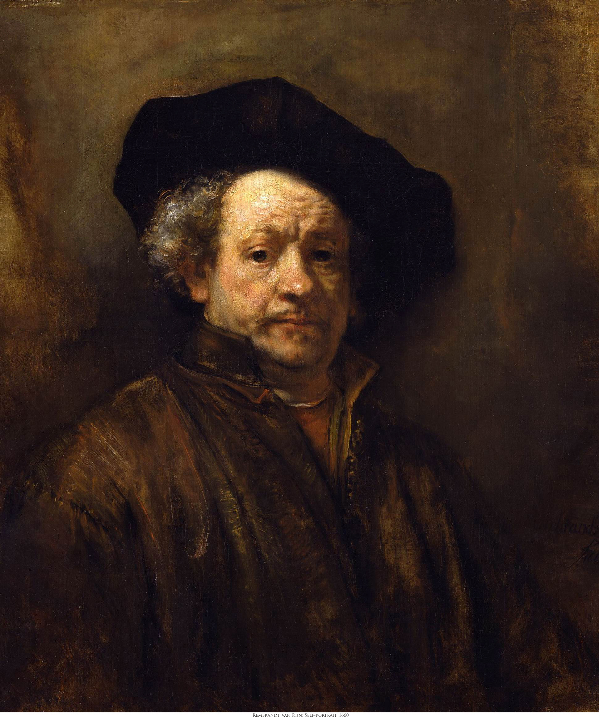 Rembrandt Self-Portrait (with Black Beret), 1660 20x24 inches
