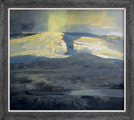 Summer Mountain, large mountain landscape painting, 63 x 55 in.